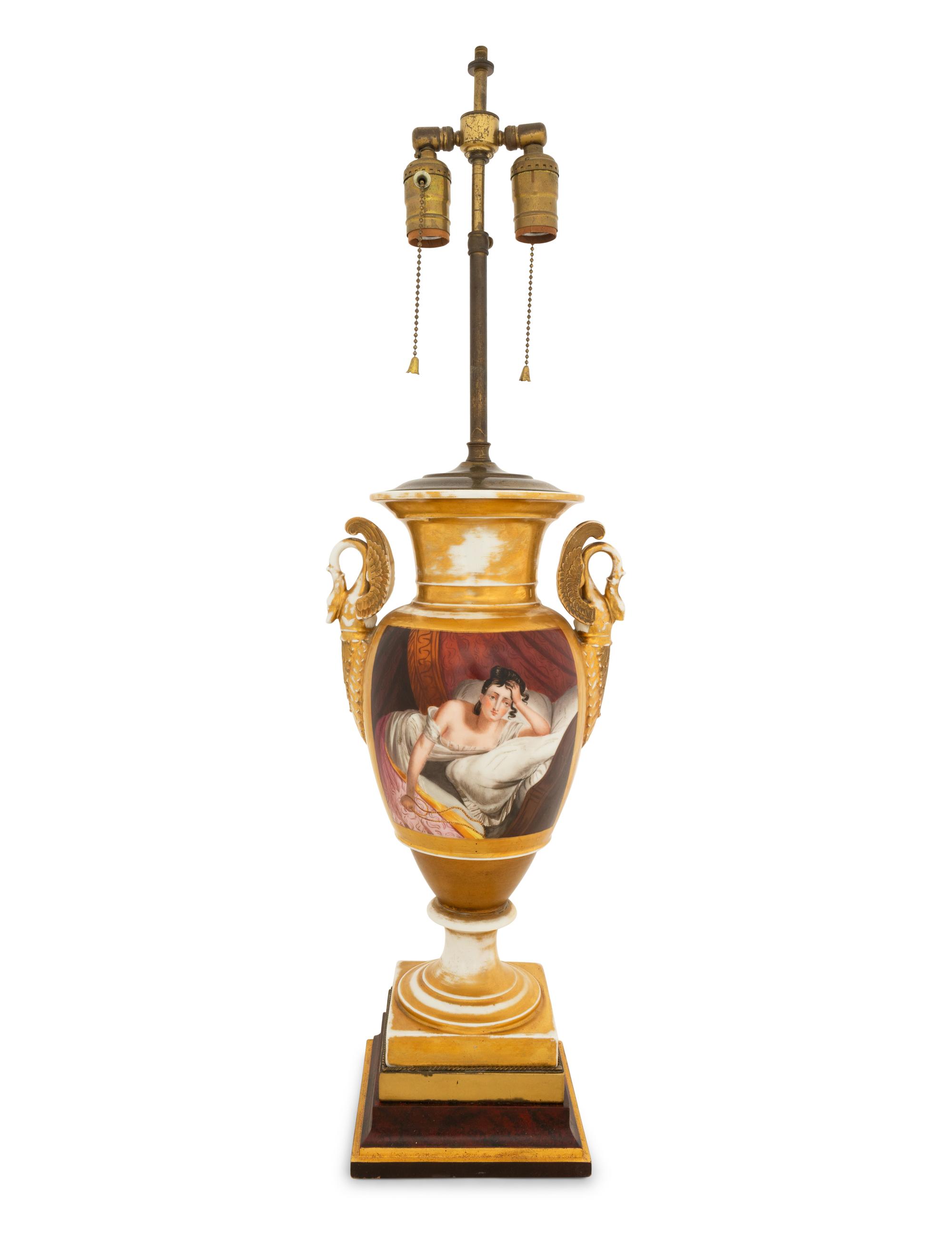 A Paris Porcelain Vase Mounted as a Lamp