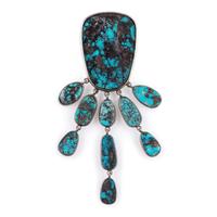 Large Navajo Silver and Turquoise Pin/Brooch