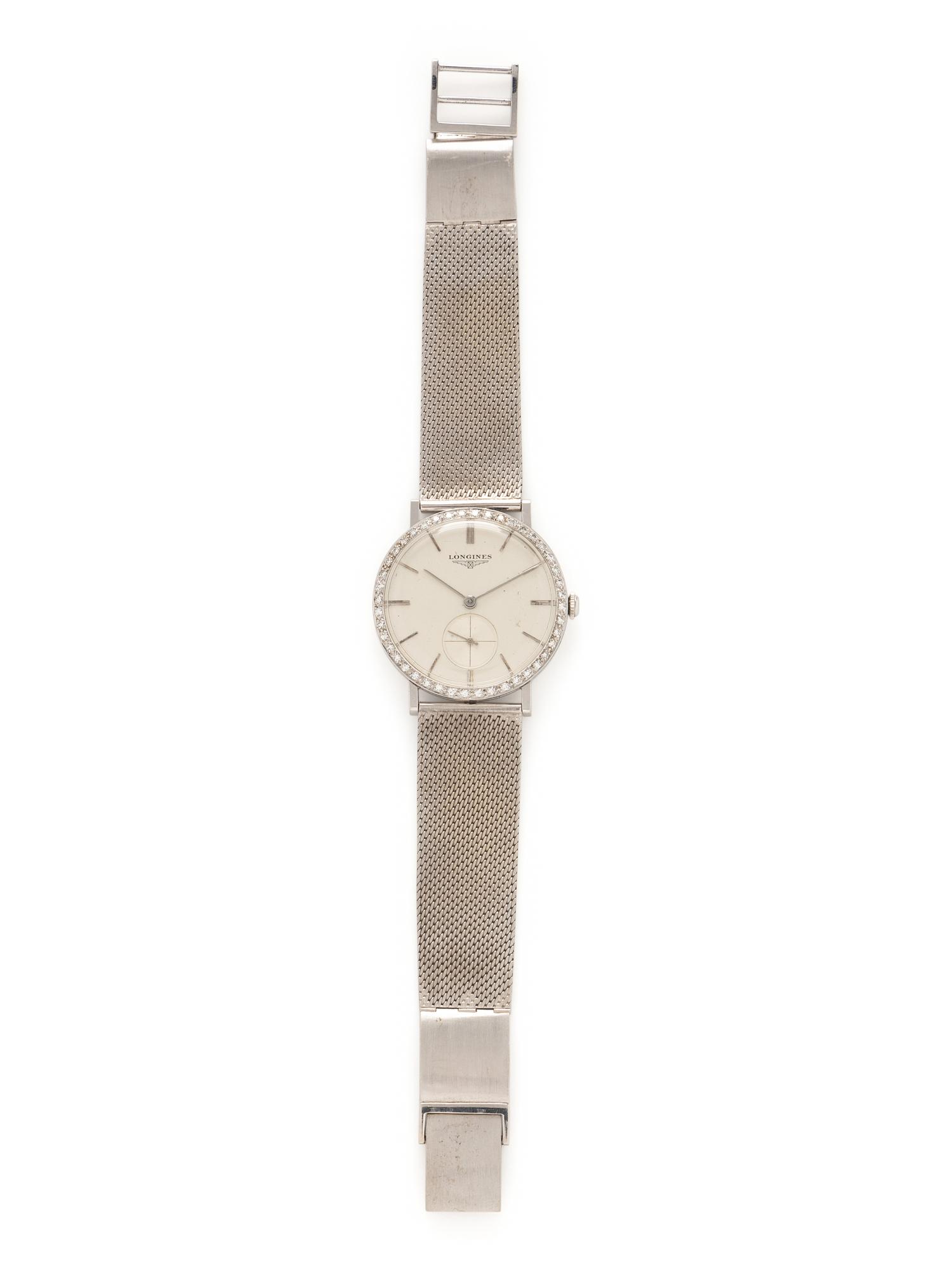 LONGINES, WHITE GOLD AND DIAMOND WATCH