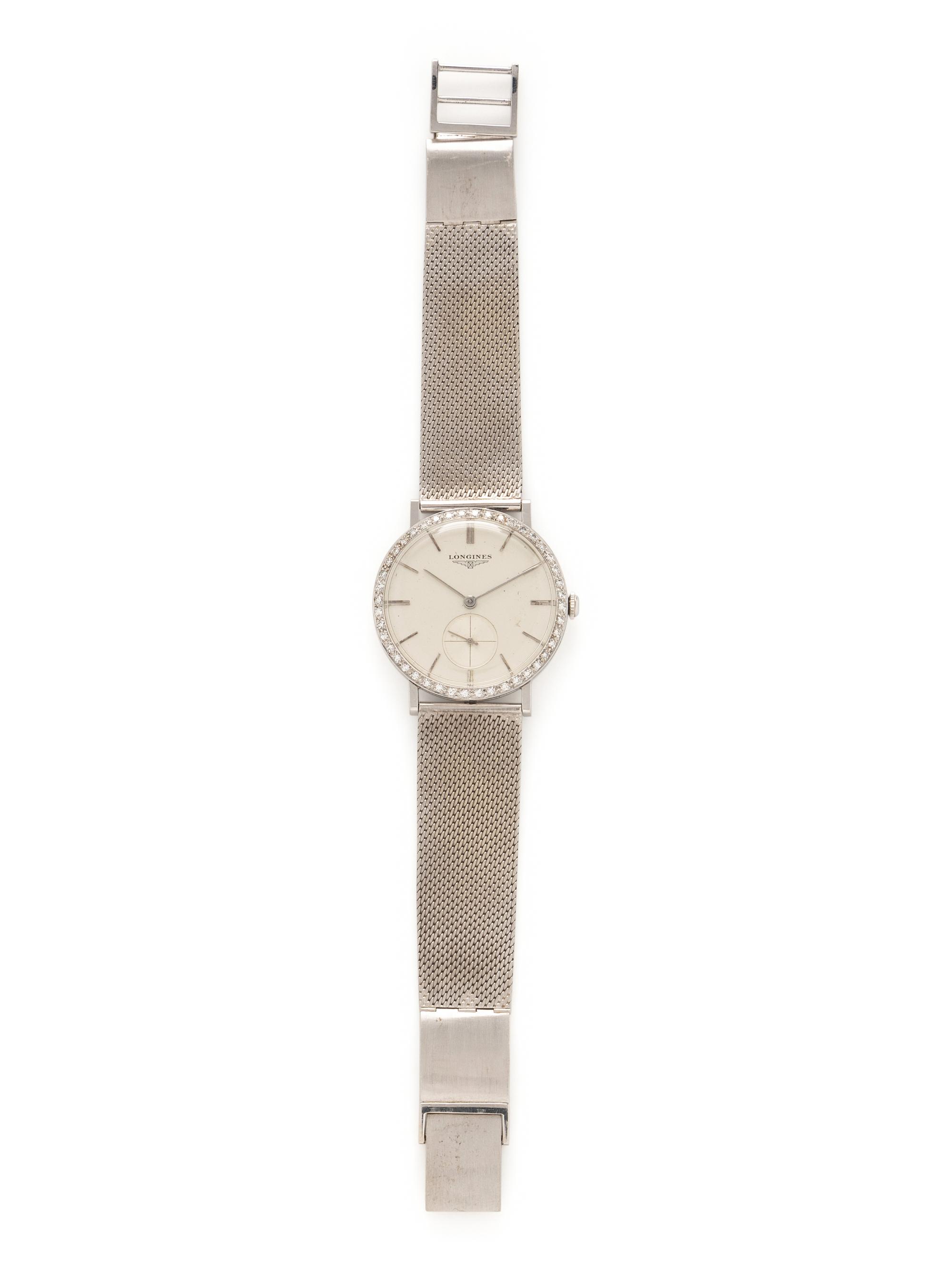 LONGINES, WHITE GOLD AND DIAMOND WATCH