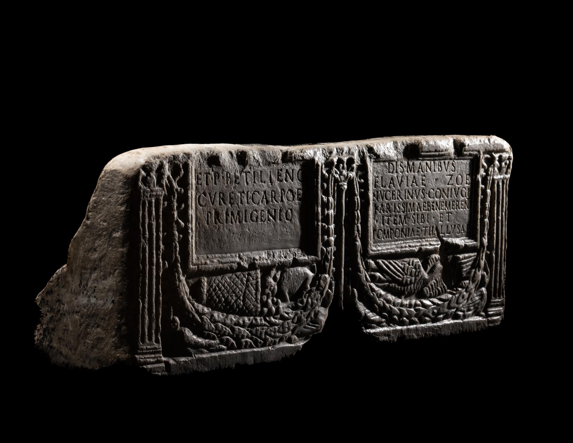 A Roman Marble Double Cinerary Urn of Flavia Zoe and her Family