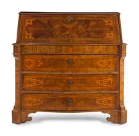 An Italian Marquetry and Burl Walnut Slant-Front Desk