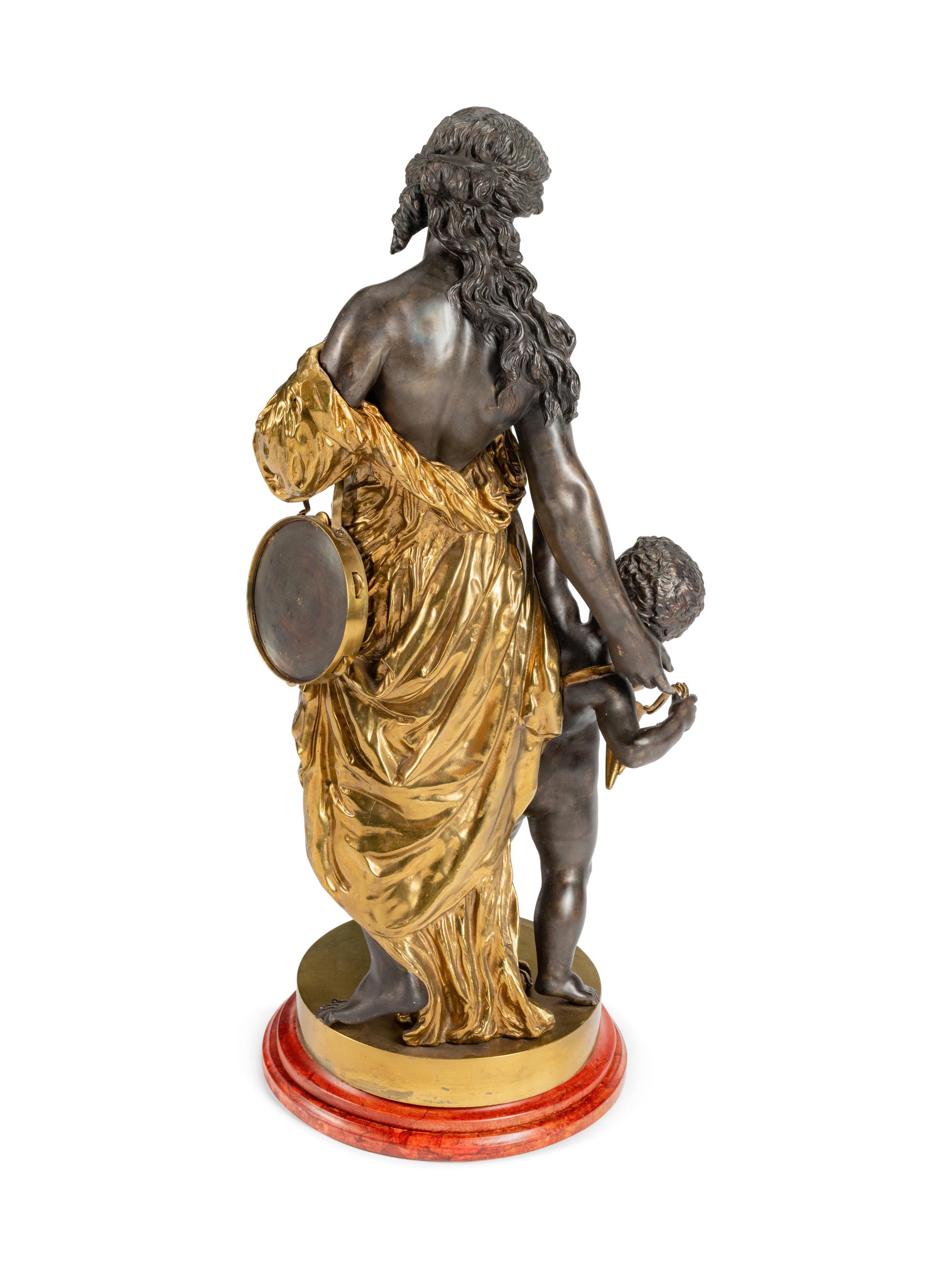 A Parcel-Gilt and Patinated Bronze Large Figural Group — AFTER MOREAU, 20TH CENTURY