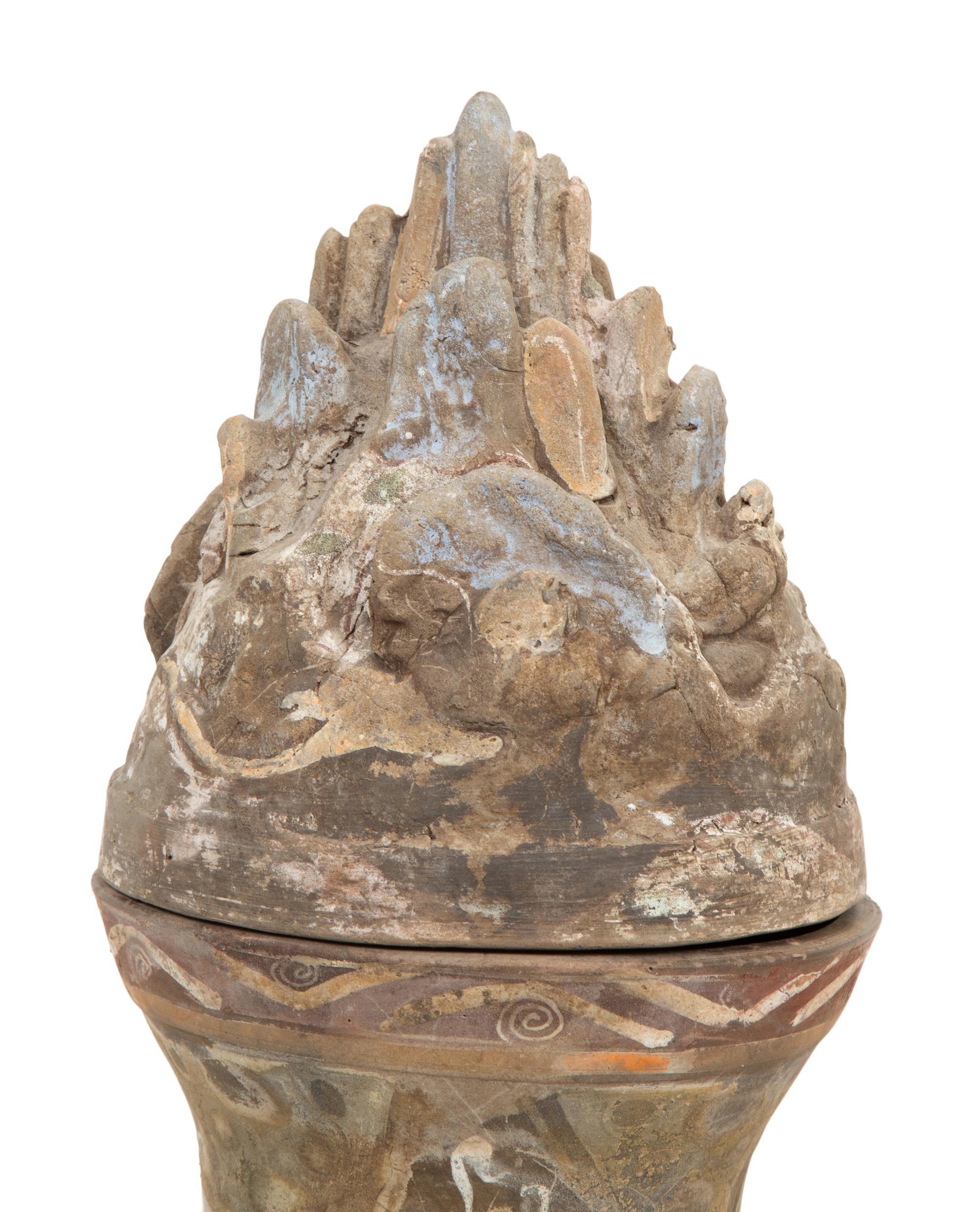 A Chinese Painted Pottery Hu Jar and Cover