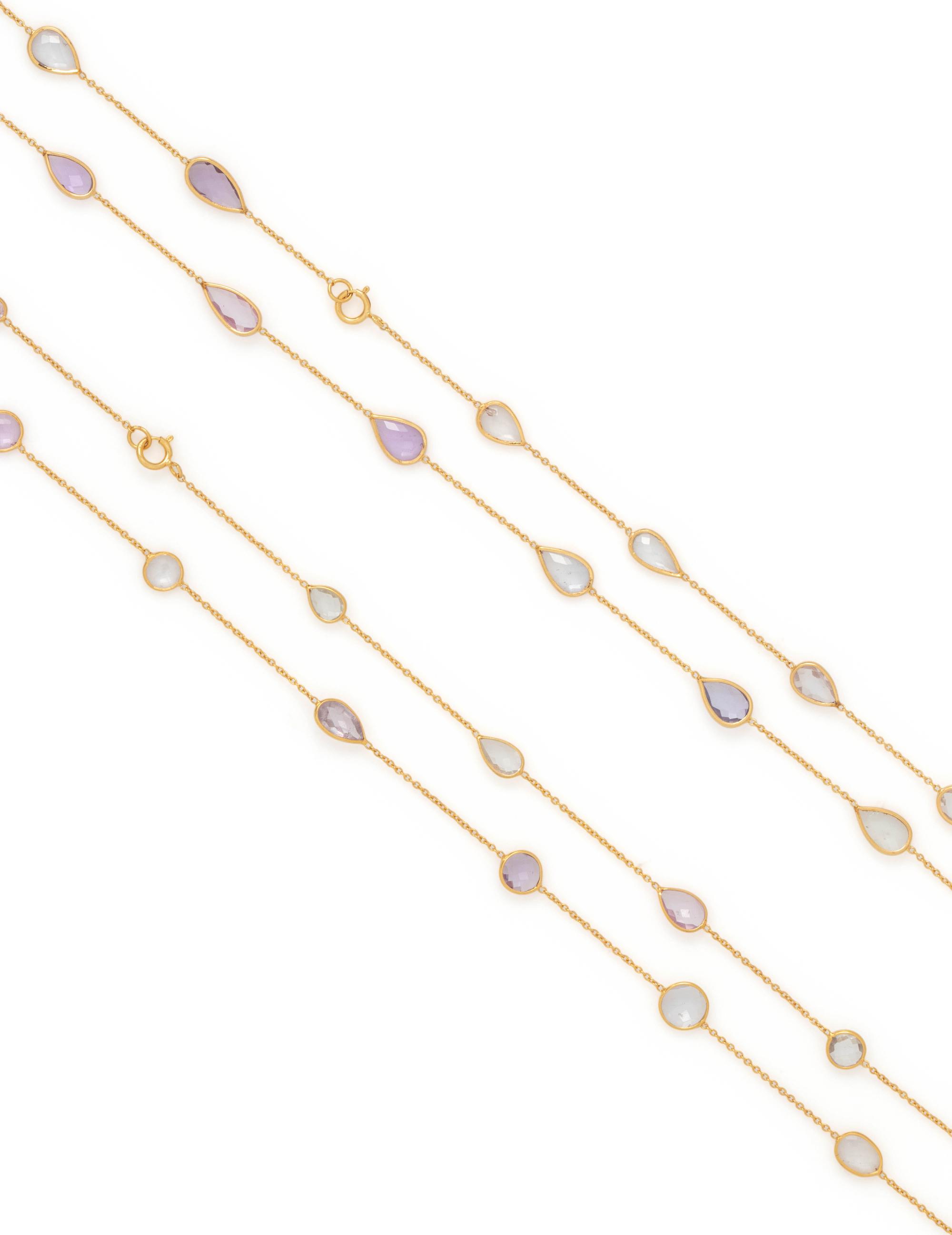 COLLECTION OF YELLOW GOLD AND GEMSTONE NECKLACES