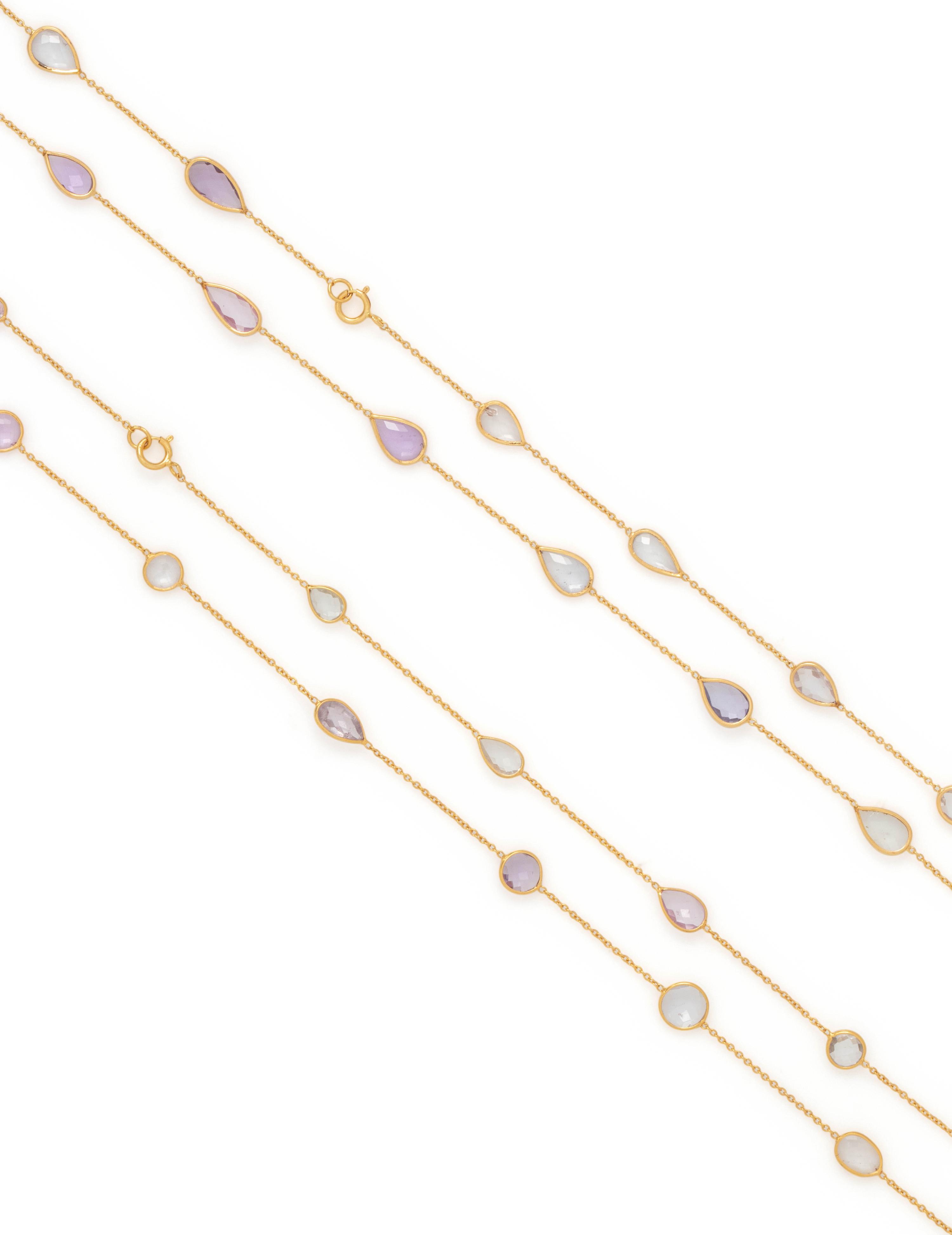 COLLECTION OF YELLOW GOLD AND GEMSTONE NECKLACES