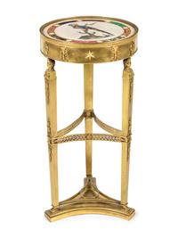 An Italian Neoclassical Gilt Metal and Pietra Dura Inset Table