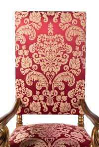 A Pair of Louis XIV Style Parcel Gilt Fauteuils