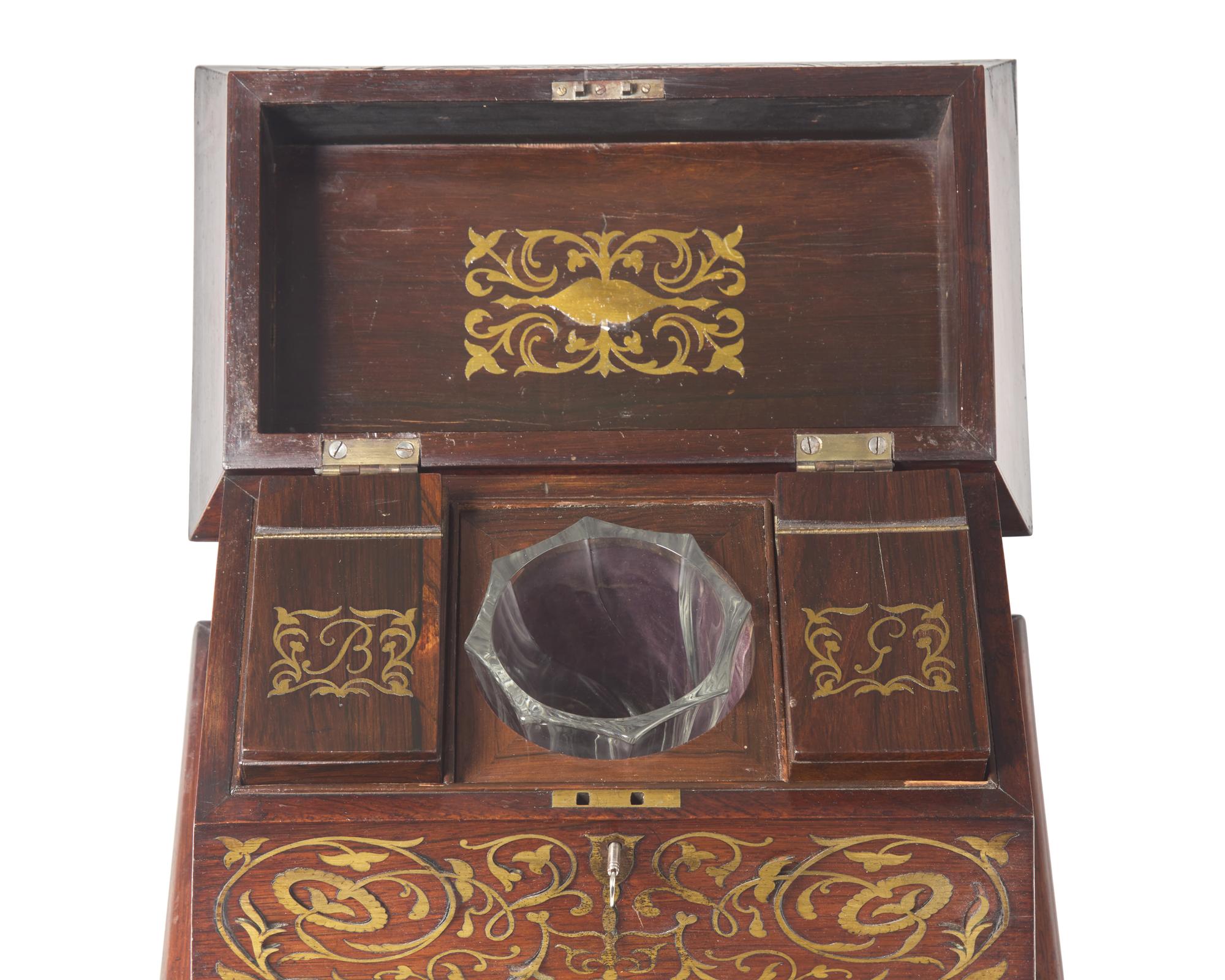 A Regency Brass-Inlaid Rosewood Tea Caddy