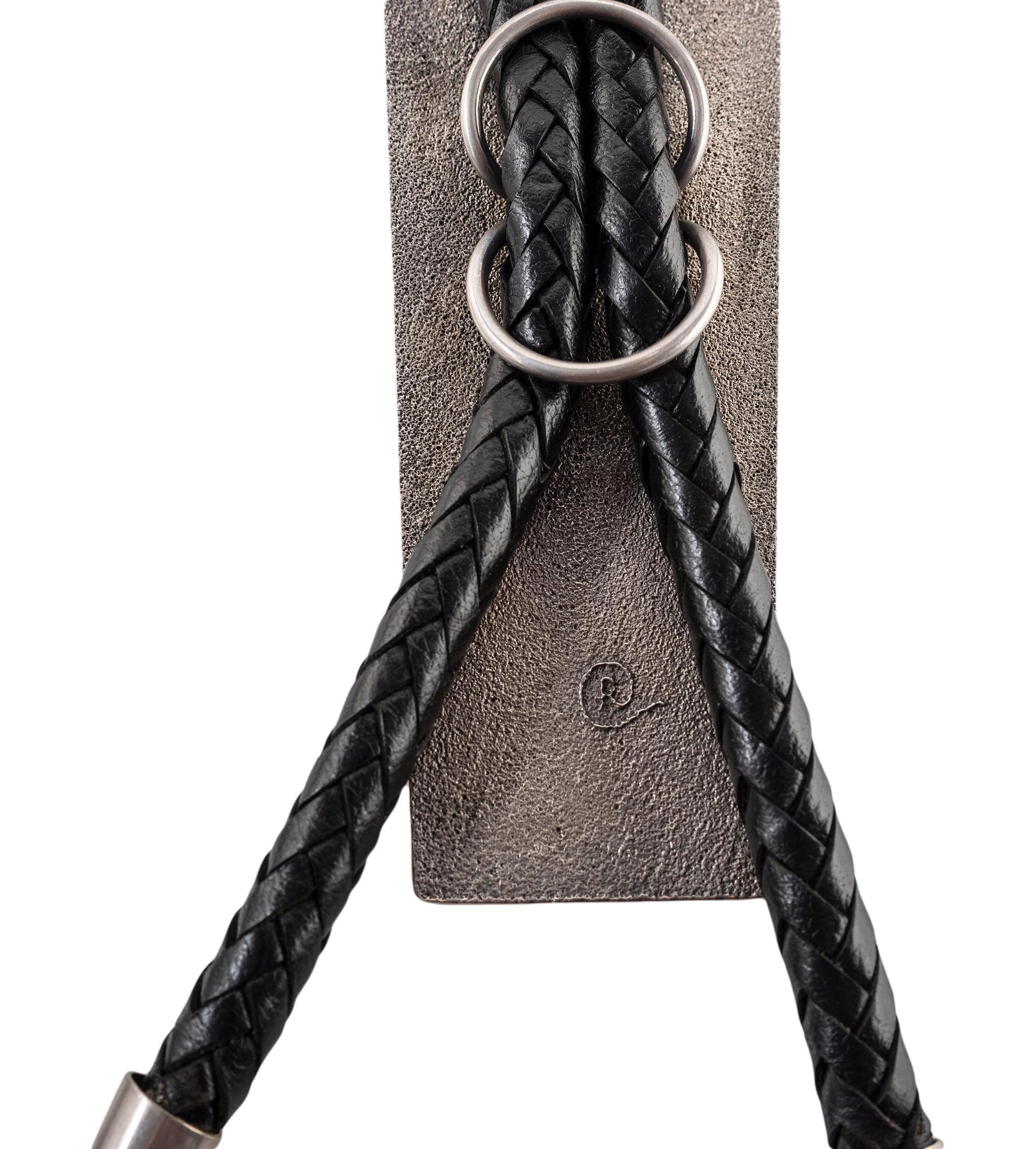 Silver Tufa Cast Katsina Bolo Tie, with Turquoise, Coral, Lapis, and 14K Gold Accents