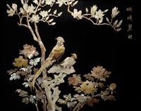 A Hardstone and Mother of Pearl Inlaid Table Screen