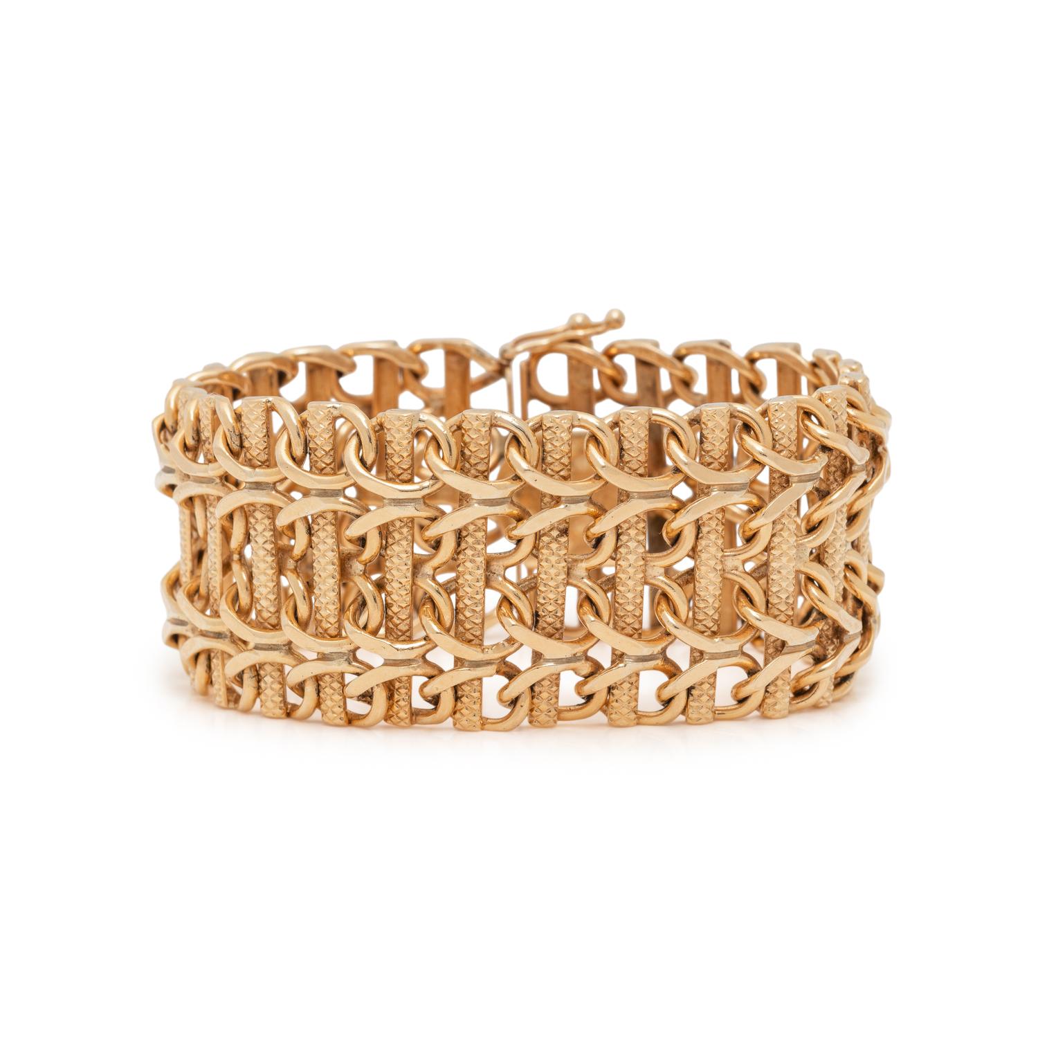 YELLOW GOLD FANCY LINK BRACELET