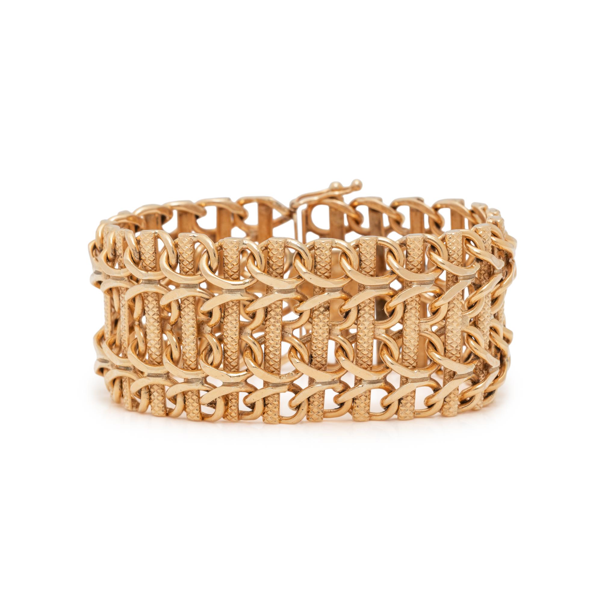 YELLOW GOLD FANCY LINK BRACELET