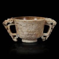 A Chinese ‘’chicken-bone’’ jade carved libation cup 鸡骨白瓒杯 Ming/Qing dynasty ???