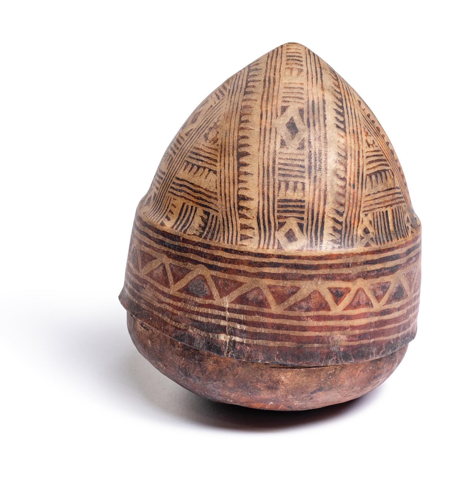 An East African Animal Painted Hide Vessel
