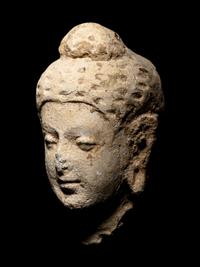 Four Gandharan Fragmentary Stucco Heads and One Bust