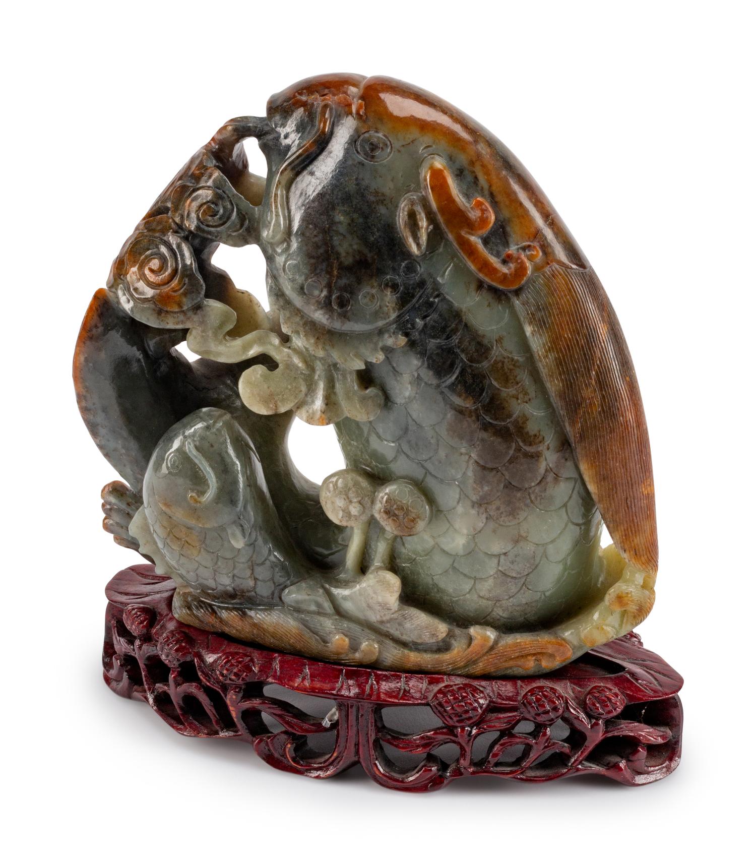A Chinese Carved Jadeite Group of Fishes