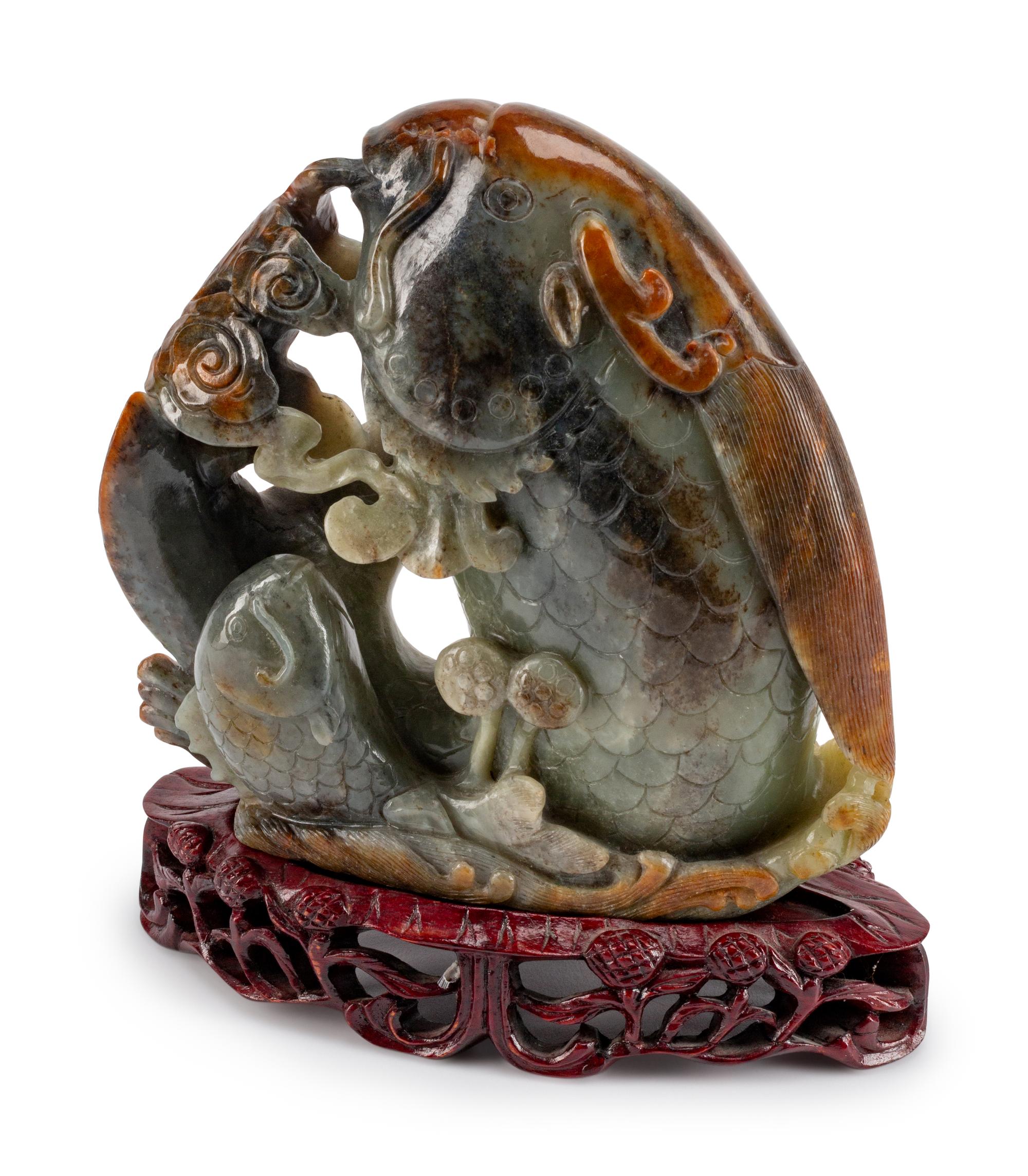 A Chinese Carved Jadeite Group of Fishes