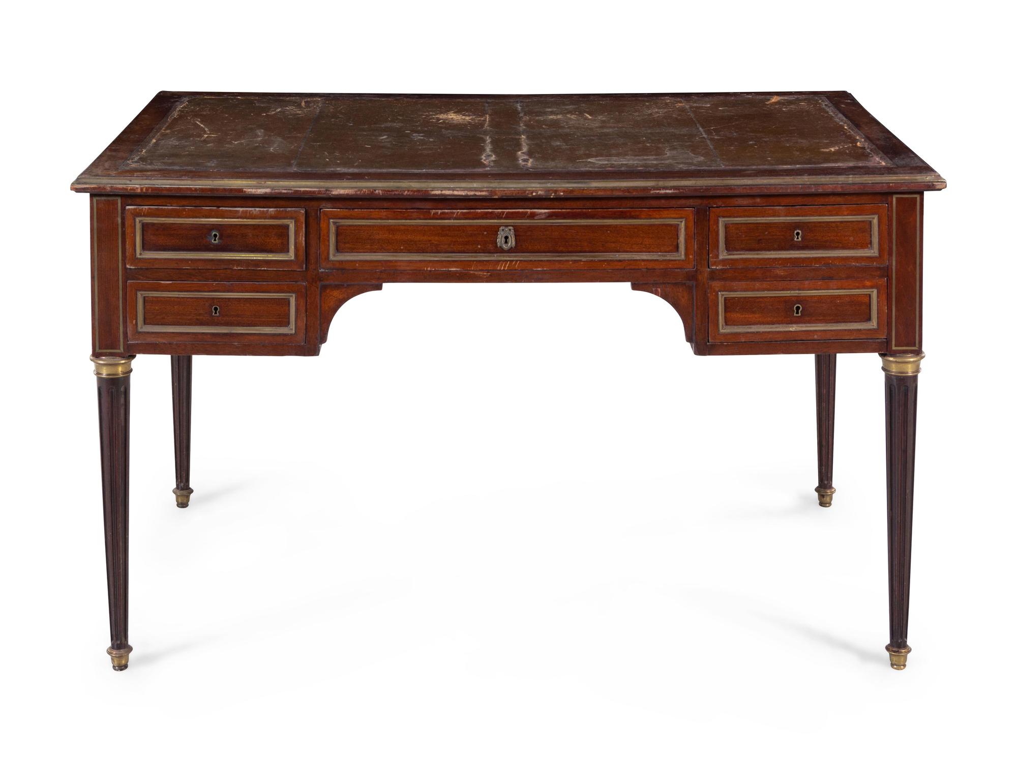 A Louis XVI Style Mahogany Bureau Plat