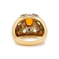 ORANGE GARNET, PERIDOT AND DIAMOND RING