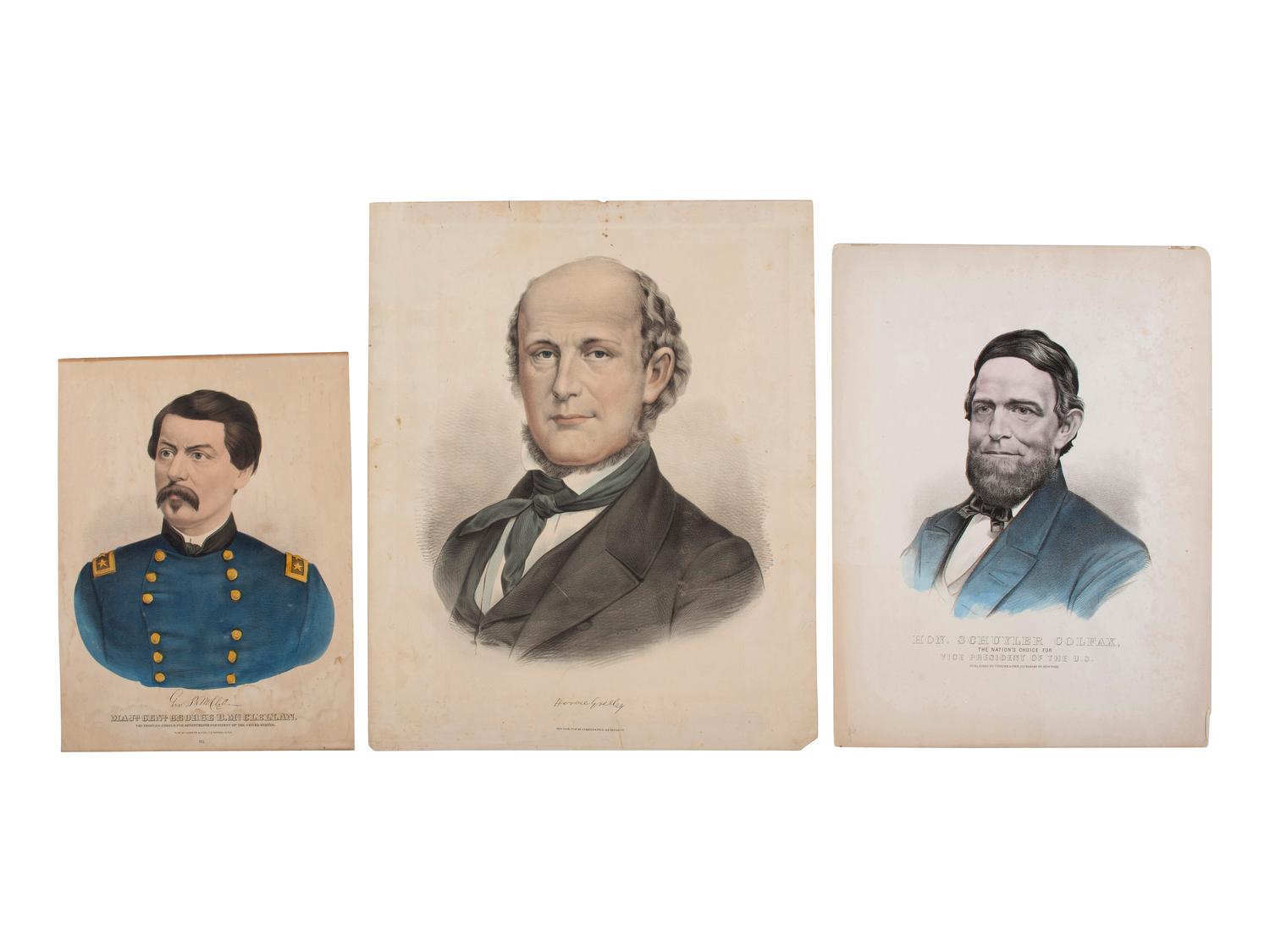 [CIVIL WAR]. A group of 7 engravings of politicians and other notable figures, including Schuyler COLFAX, George McCLELLAN, and Horace GREELEY, comprising: