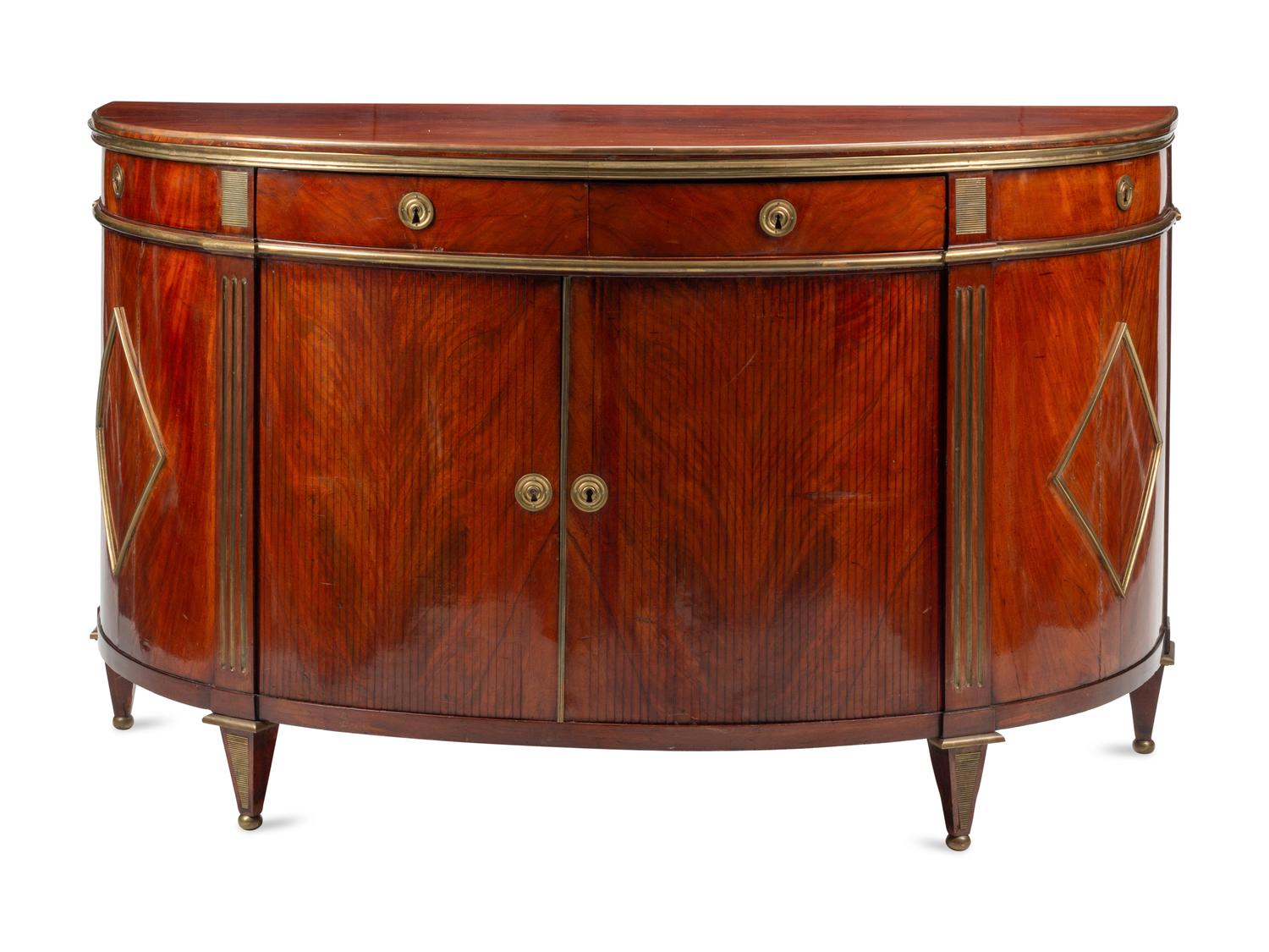 A Russian Neoclassical Brass Mounted Mahogany Console Cabinet