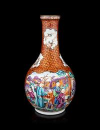 A Chinese Export Famille Rose Porcelain Bottle Vase
