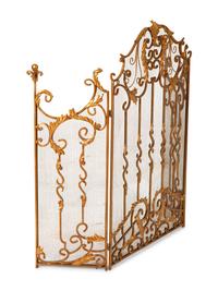 A Copper-Patinated Hammered Metal Fire Screen