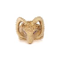YELLOW GOLD AND RUBY RAM'S HEAD RING