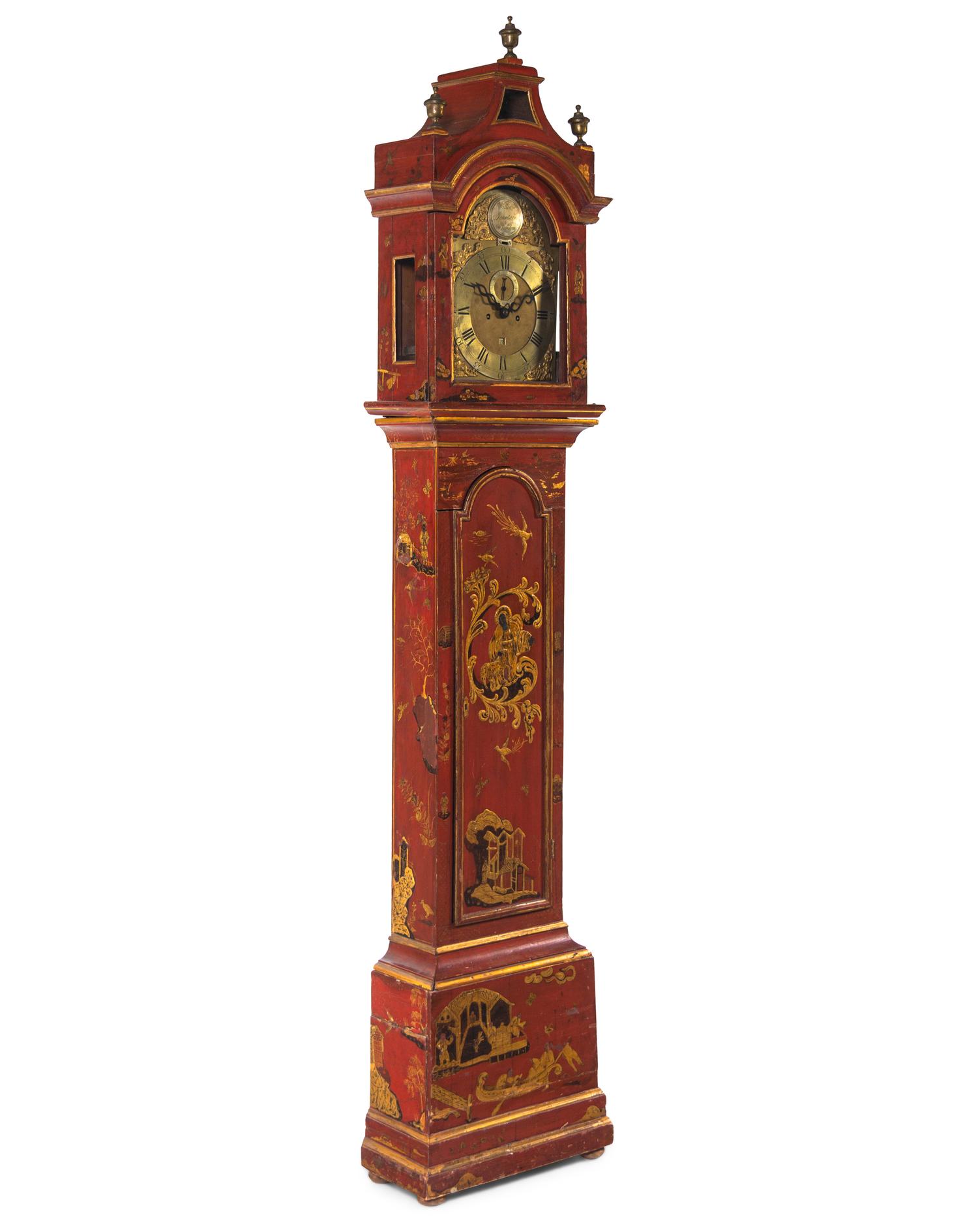 A George III Lacquered Tall Case Clock