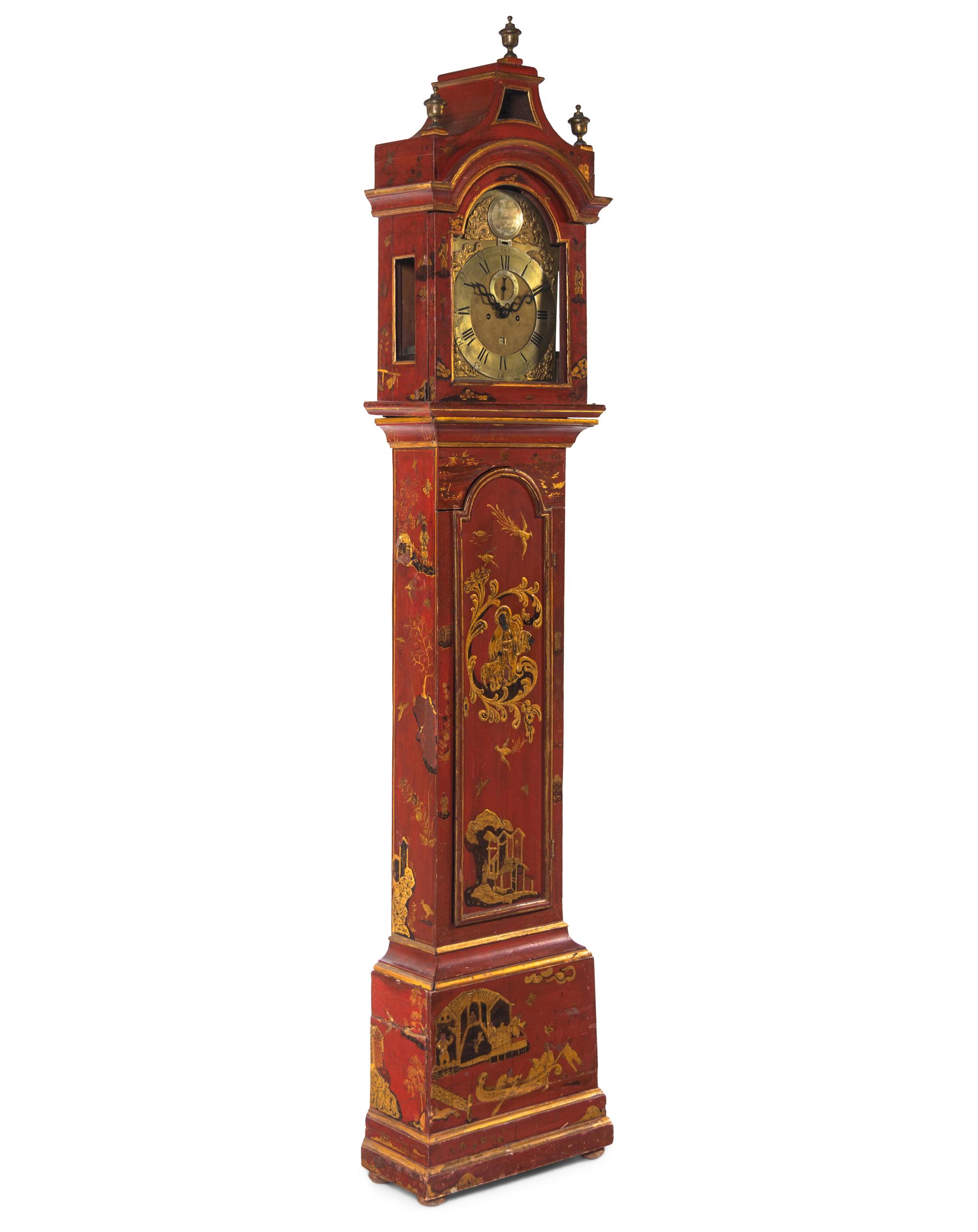 A George III Lacquered Tall Case Clock