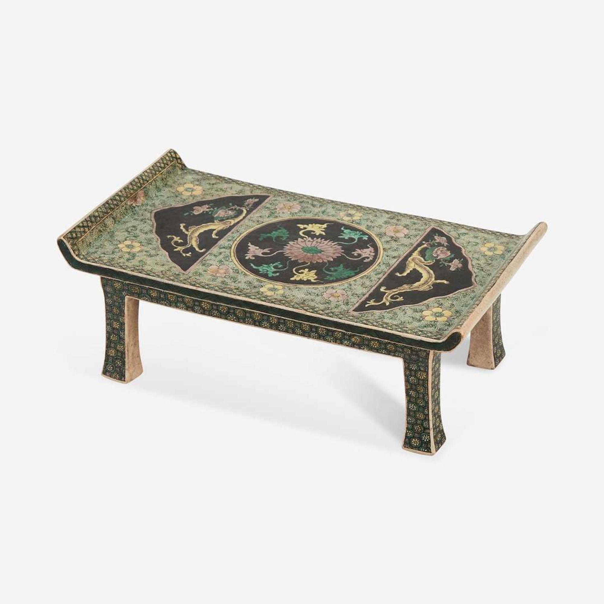 A Chinese famille verte-decorated porcelain stand 珐琅彩瓷制托子 Late Qing dynasty ??
