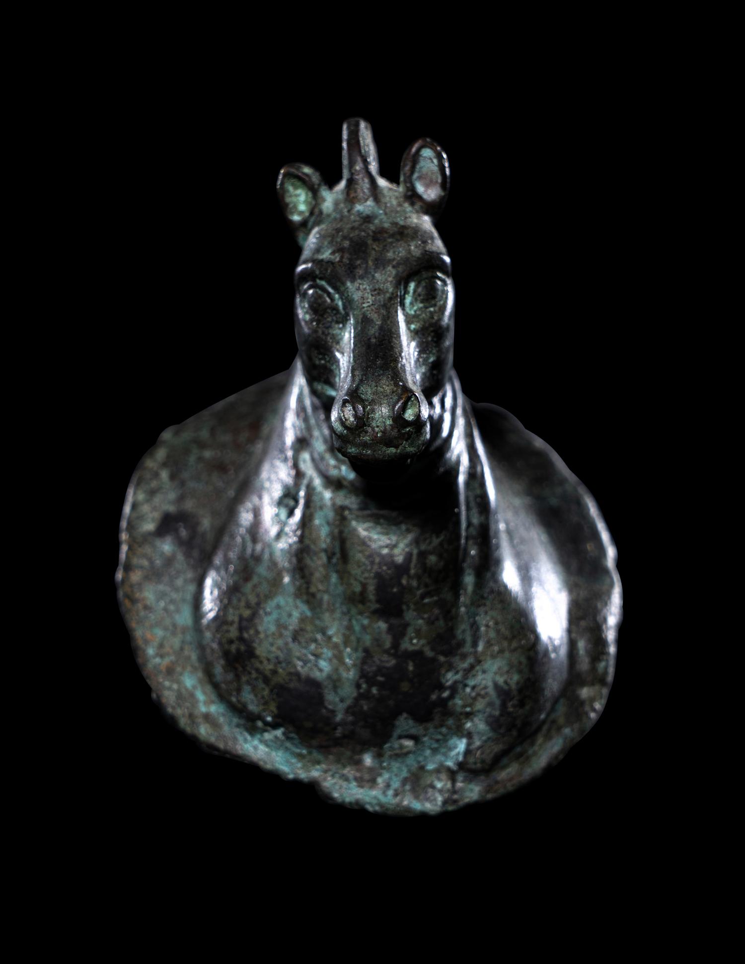 A Roman Bronze Horse Head Applique