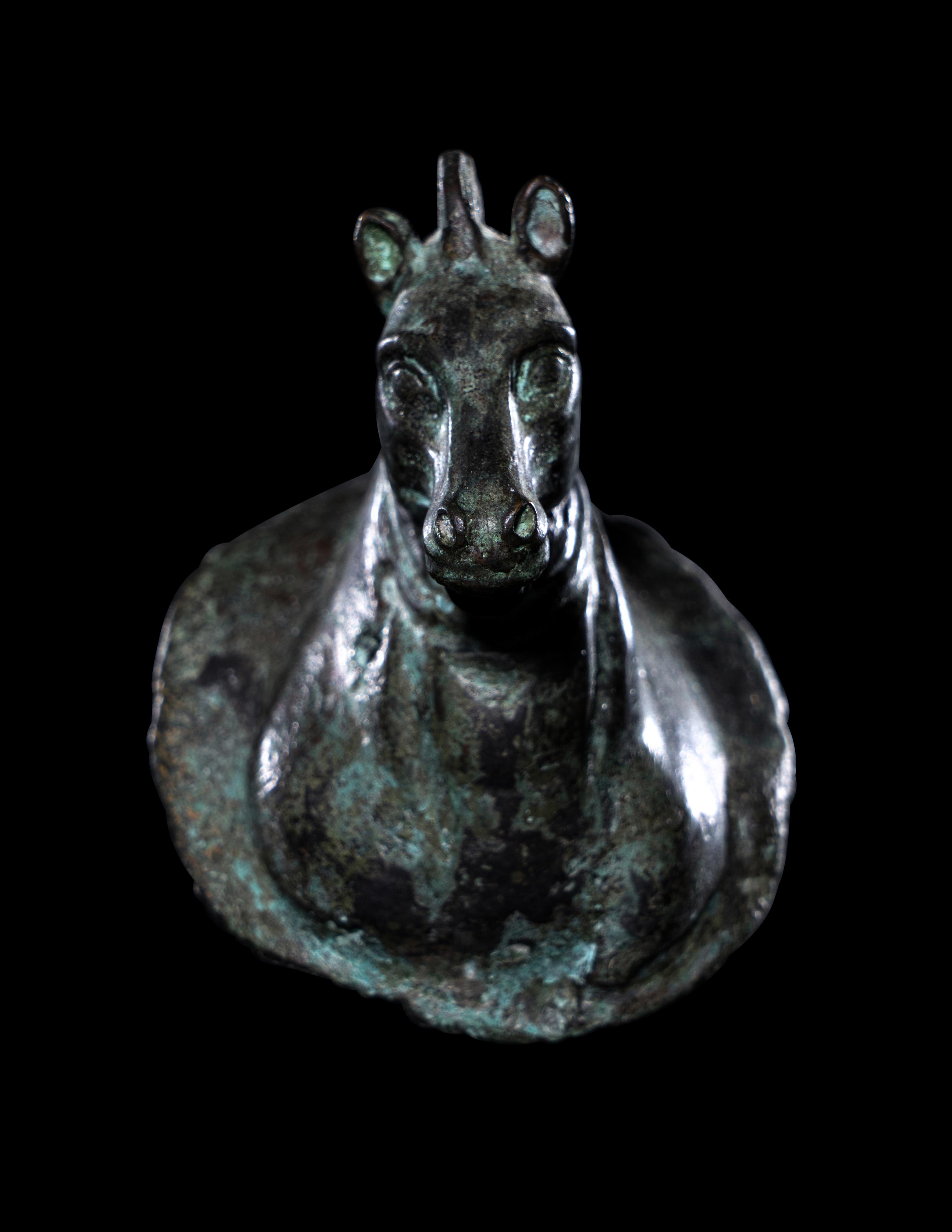 A Roman Bronze Horse Head Applique