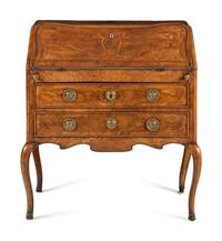 An Italian Walnut and Marquetry Slant-Front Bureau
