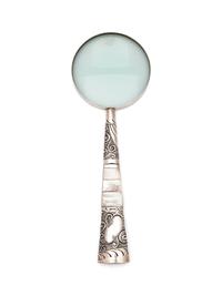 A Silver and Mother-of-Pearl Handled Magnifying Glass