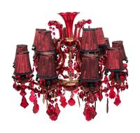 A Cranberry Glass Fifteen-Light Chandelier