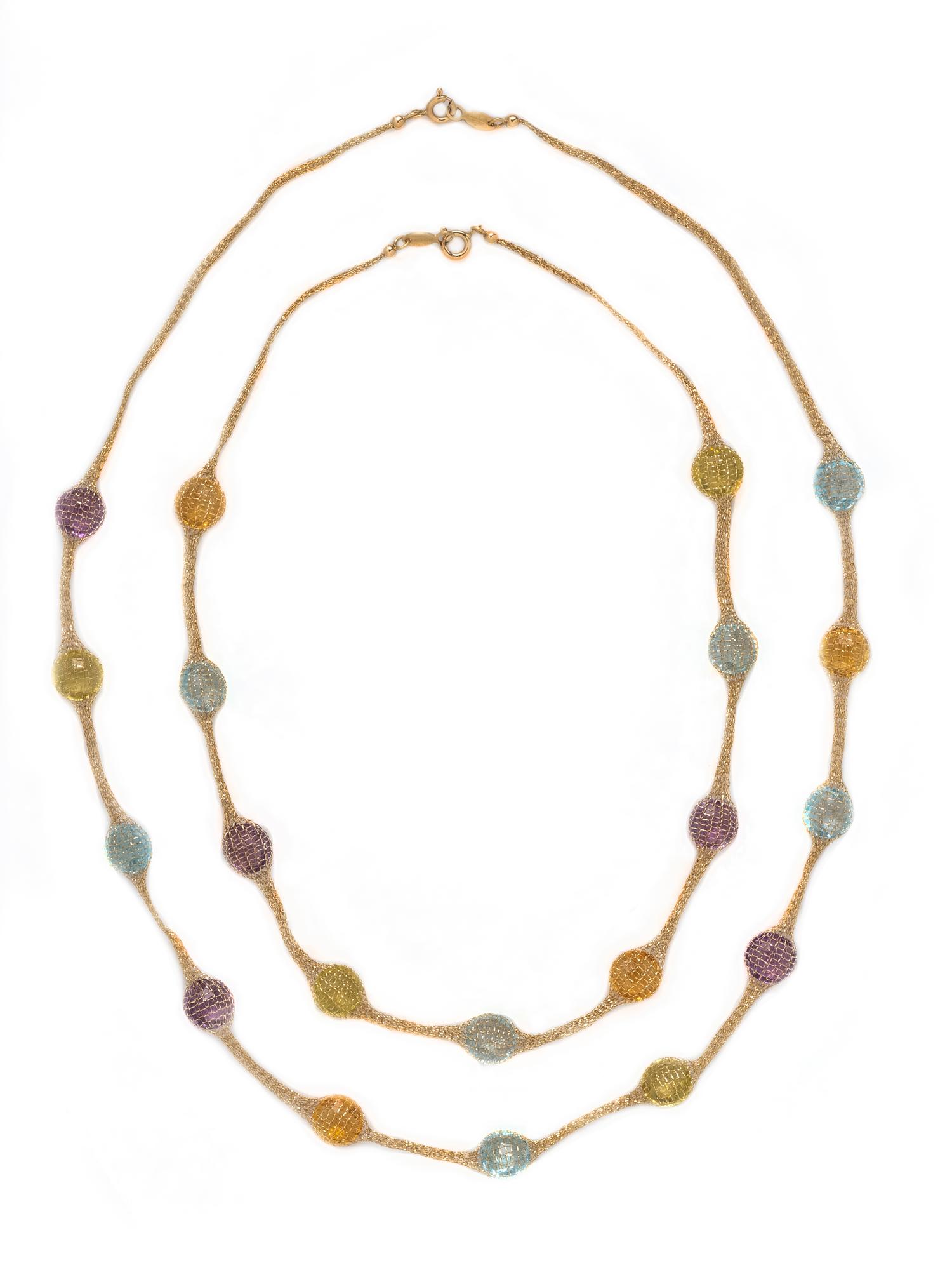 COLLECTION OF YELLOW GOLD AND MULTIGEM NECKLACES