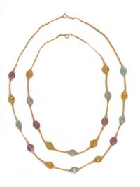 COLLECTION OF YELLOW GOLD AND MULTIGEM NECKLACES
