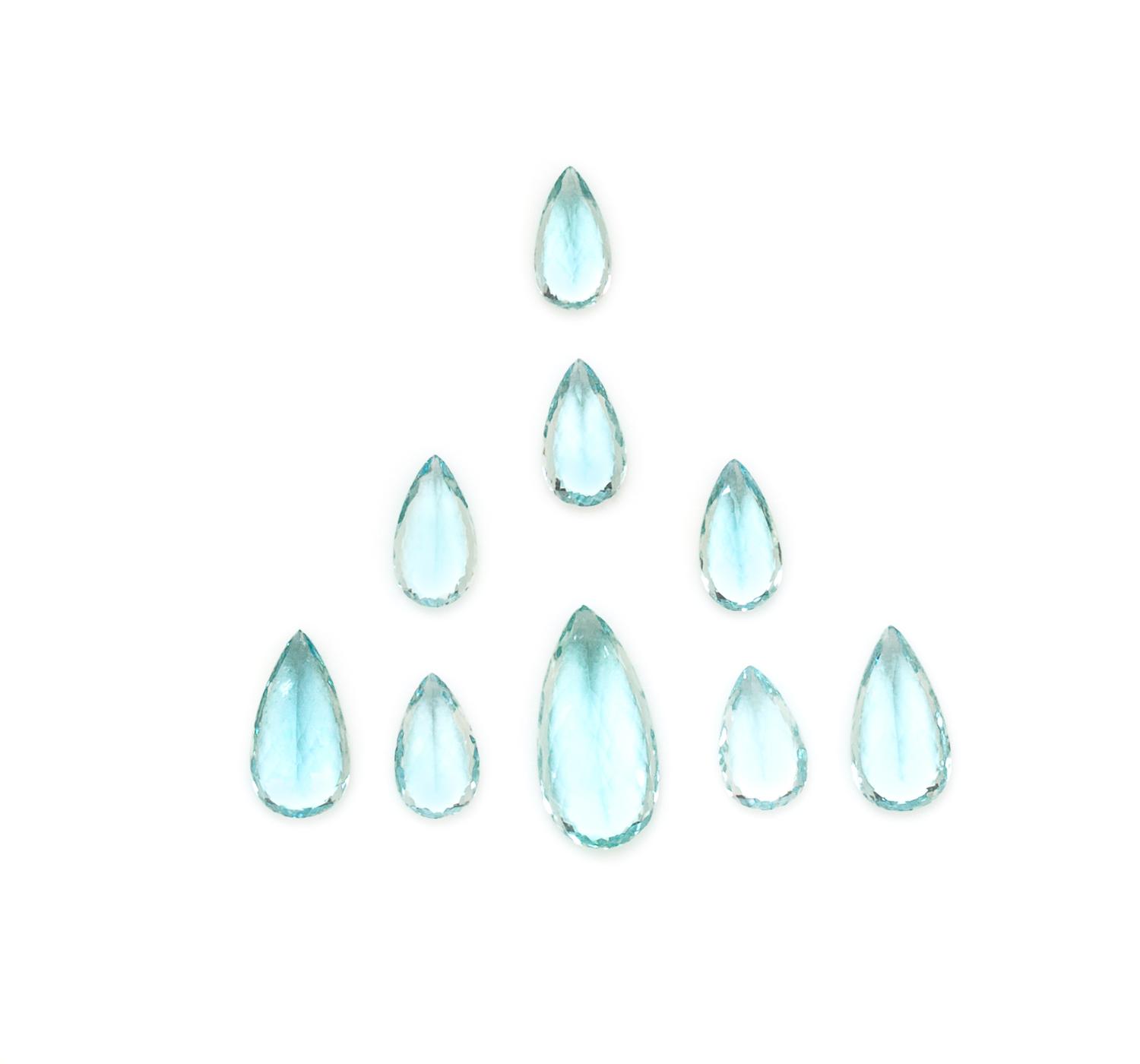 A Collection of Pear Shape Mixed Cut Loose Aquamarine,