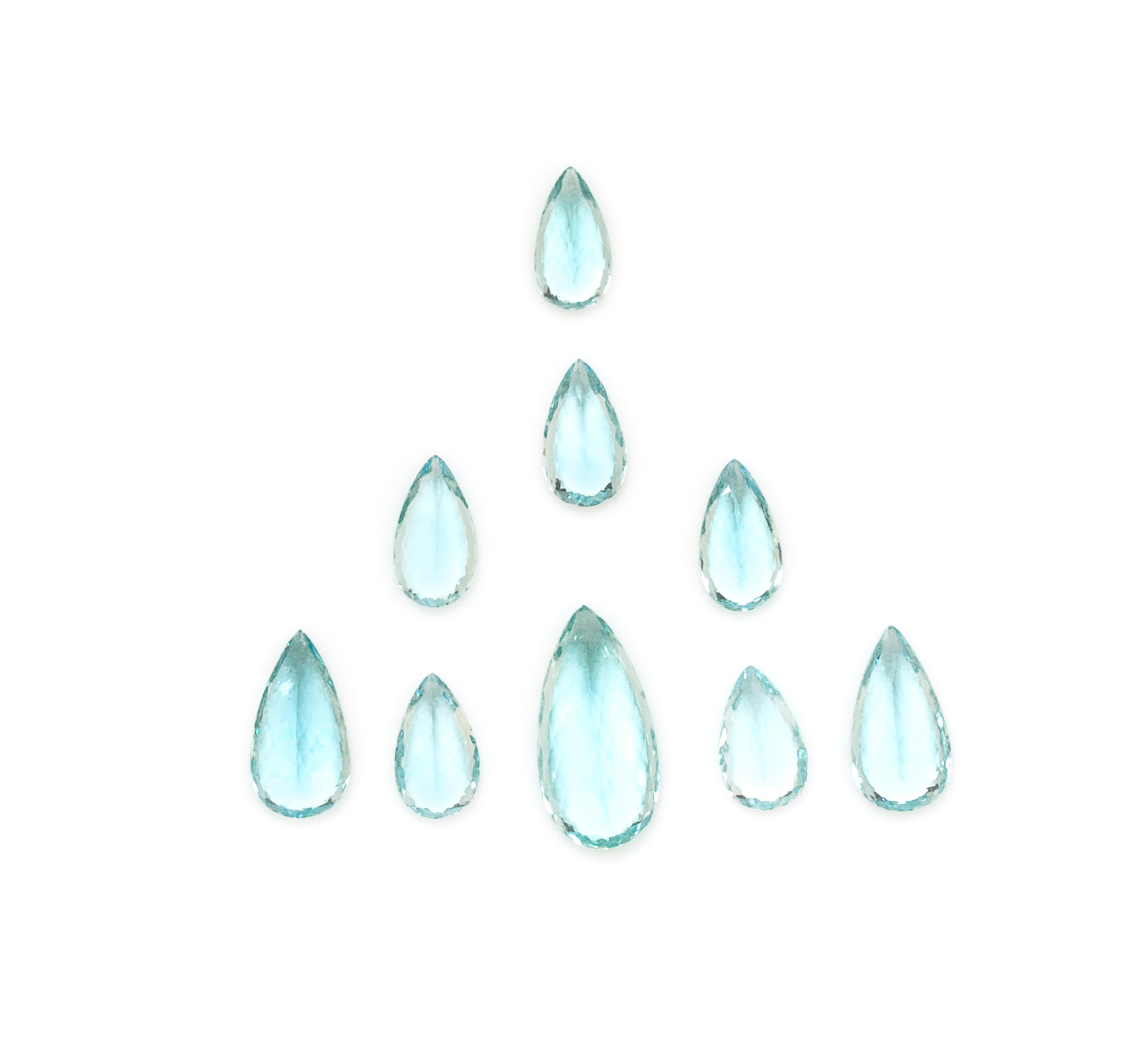 A Collection of Pear Shape Mixed Cut Loose Aquamarine,