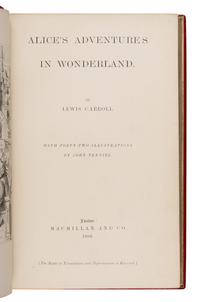 [Binding]. Dodgson, Charles Lutwidge (“Lewis Carroll”) (1832-1898). Alice’s Adventures in Wonderland . London: Macmillan and Co., 1866 [1865].