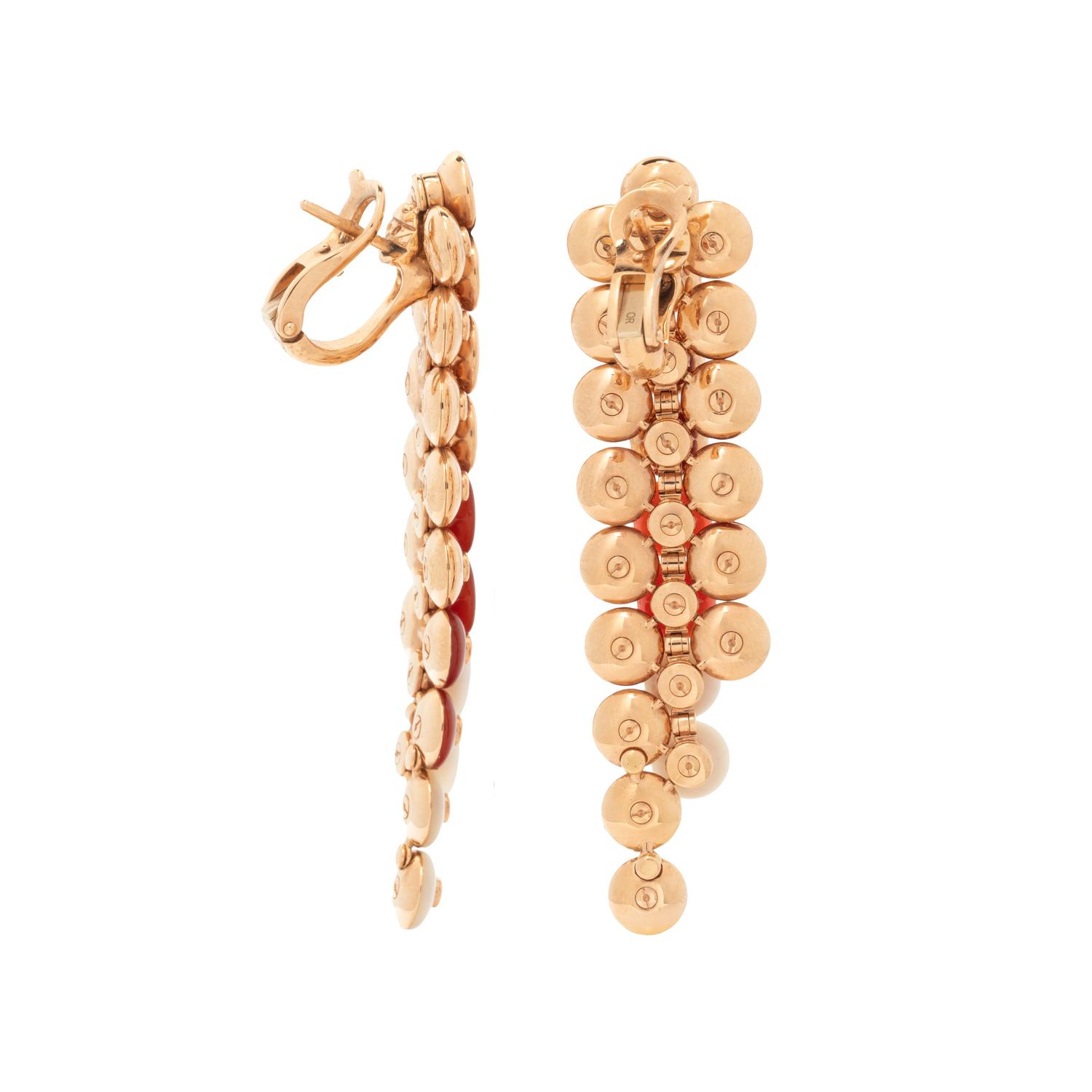 VAN CLEEF & ARPELS, ROSE GOLD AND GEMSTONE 'BOUTON D'OR' EARRINGS