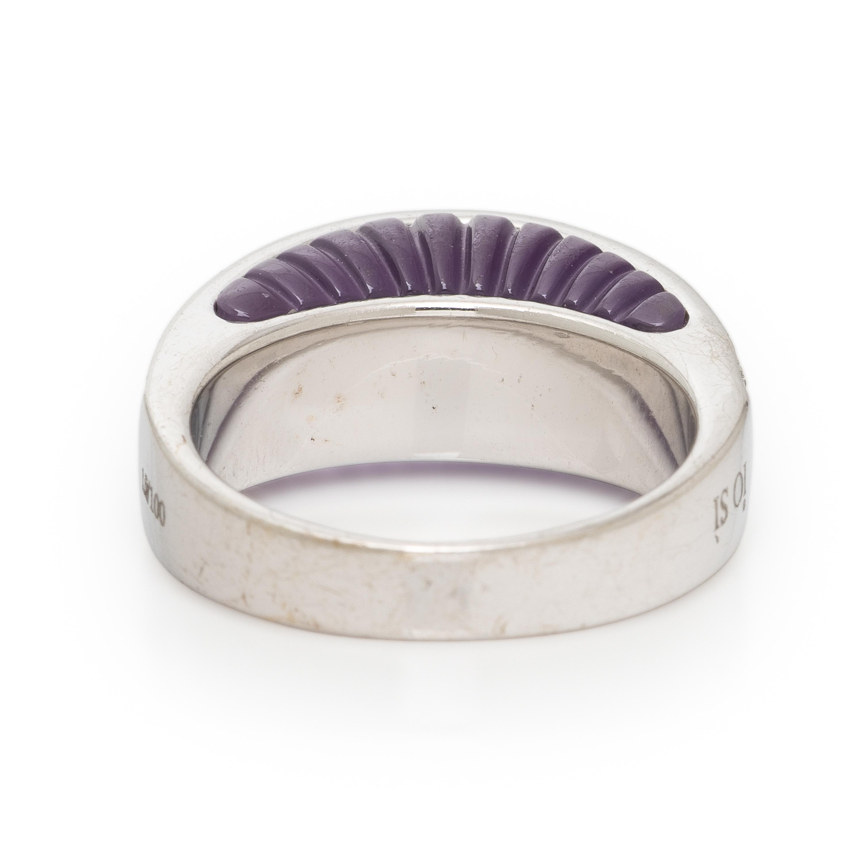 Io Sì by Stefan Hafner, Carved Amethyst, Diamond, and White Gold Ring