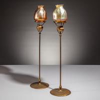Tiffany Studios New York (American, 1880–1930) — Pair of Favrile Candlesticks, c. 1900