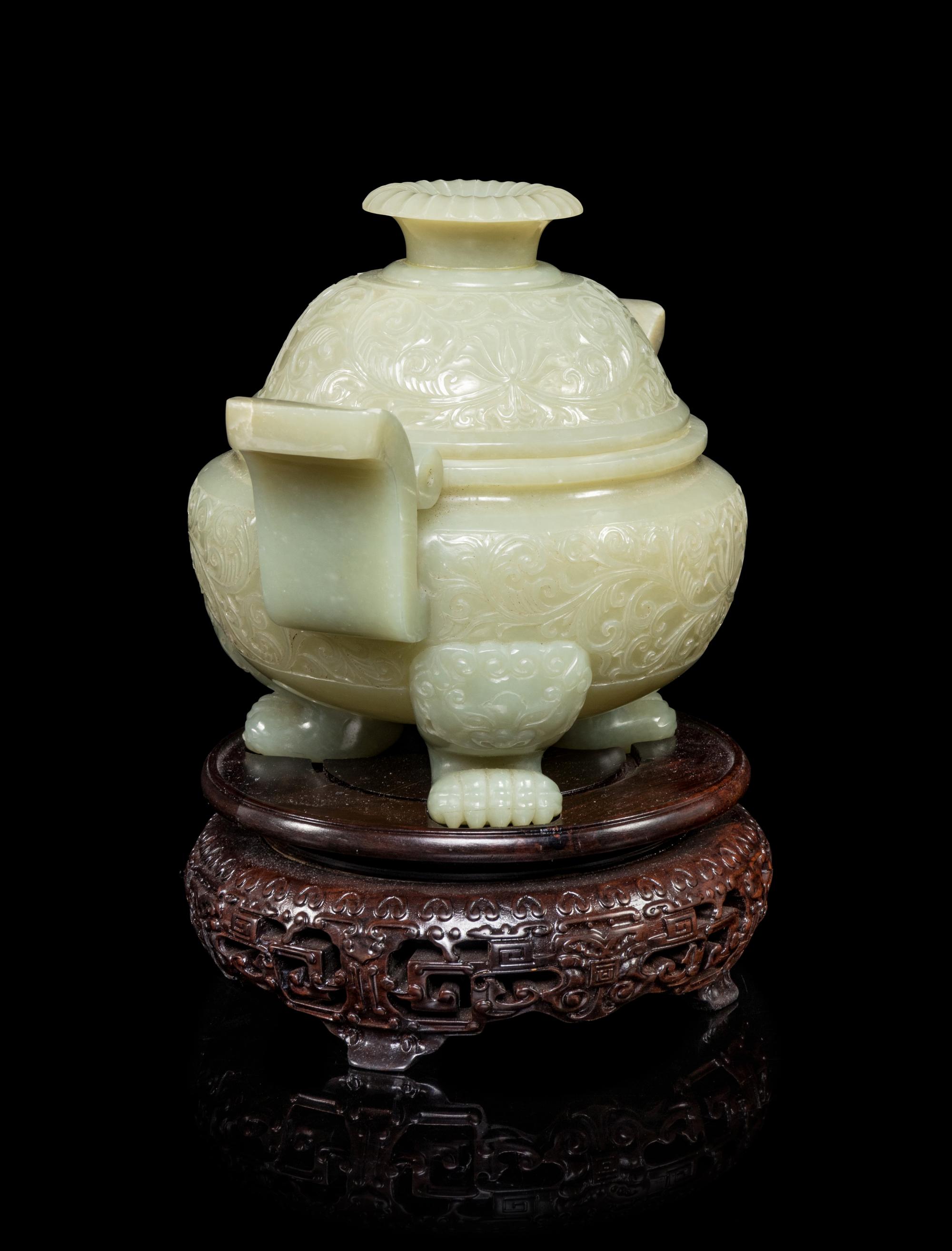 A Celadon Jade Incense Burner