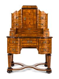 An Austrian Burlwood and Walnut Tabernacle Bureau