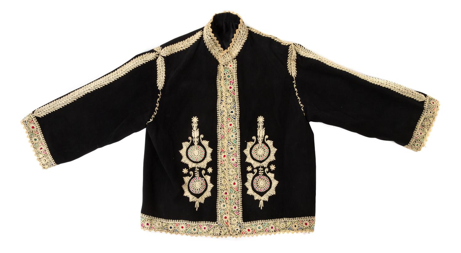A Woman's Embroidered Velvet Taqsireh Jacket Length 23 inches. — BETHLEHEM