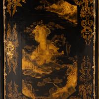 A Pair of Louis XV Chinese and European Lacquer and Gilt Bronze Mounted Encoignures