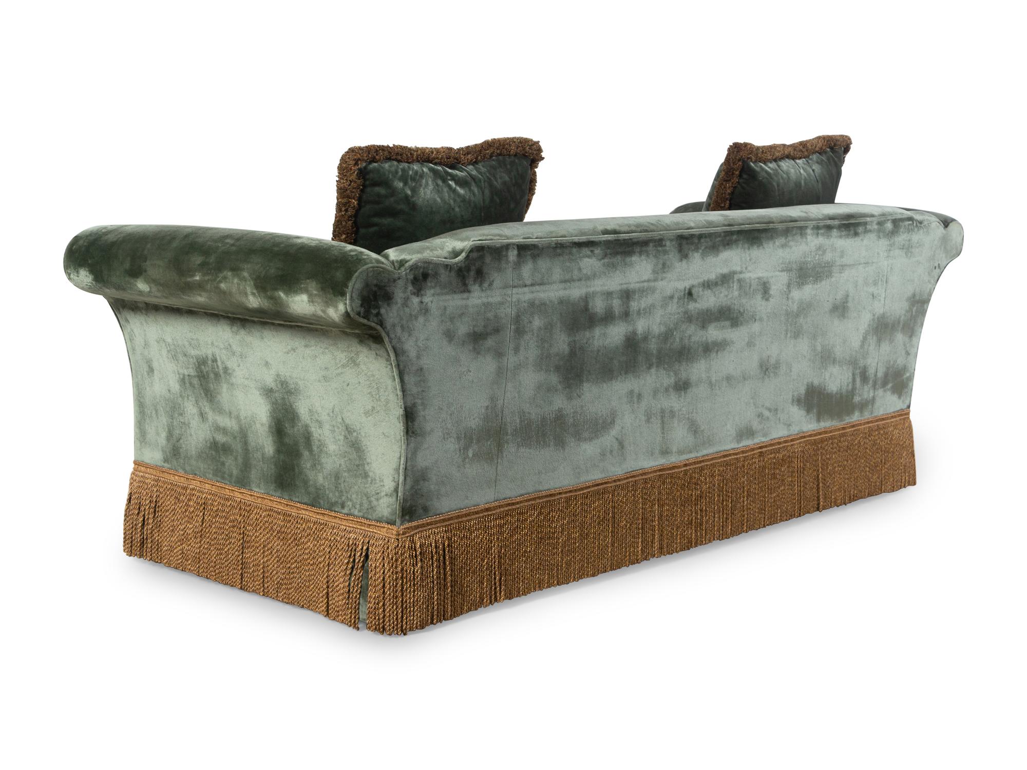 A Velvet-Upholstered Two-Seat Sofa